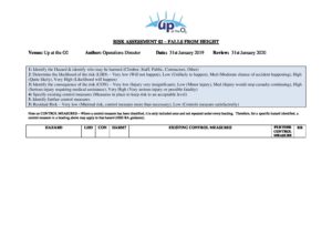 Up at The O2 Risk Assessment pdf