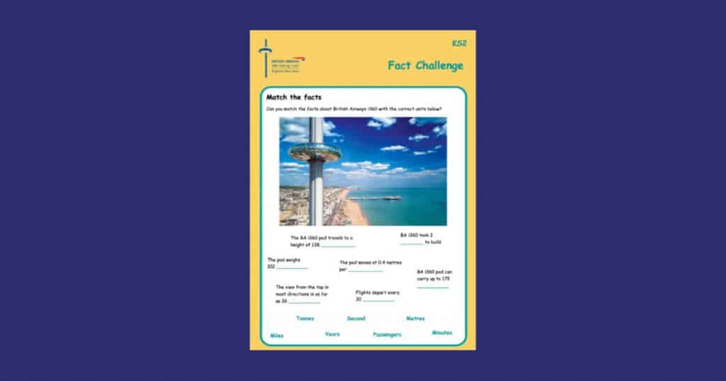 British Airways i360 Key Stage 2 Fact Challenge Teaching Resource Profile Image