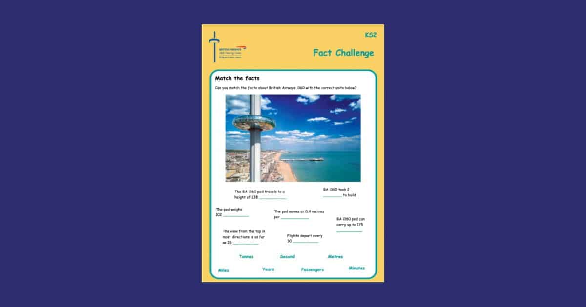 British Airways i360 Key Stage 2 Fact Challenge Teaching Resource Profile Image