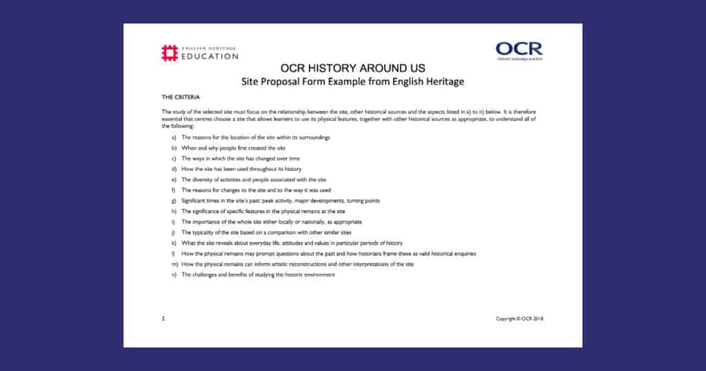 Dover Castle OCR Spec B – History Around Us Resource