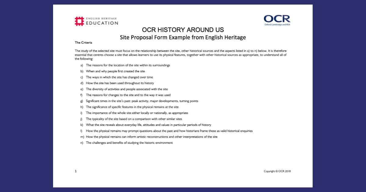 Goodrich Castle OCR Spec B – History Around Us Resource