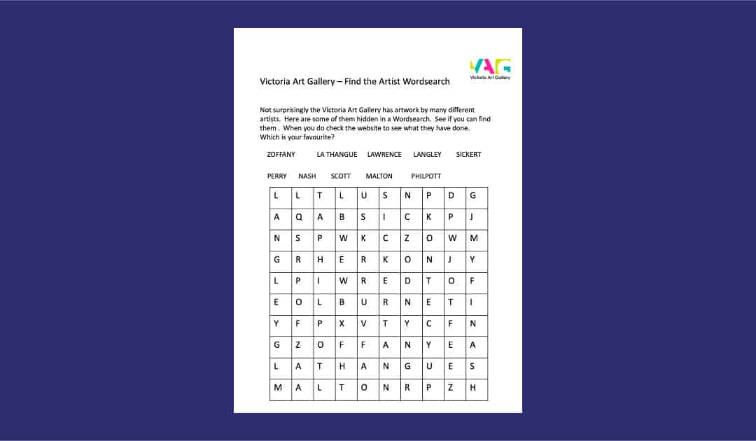 Victoria Art Gallery’s Find the Artist Word Search