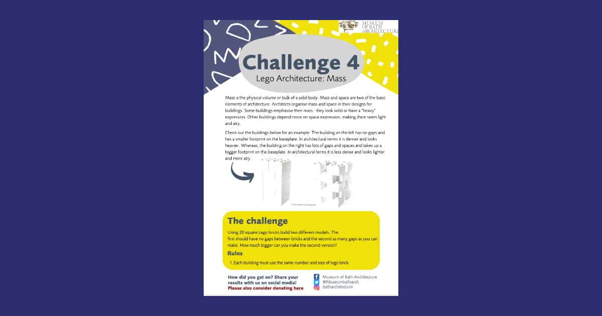 Museum of Bath Architecture’s LEGO Achitecture Challenge 4 Mass Resource