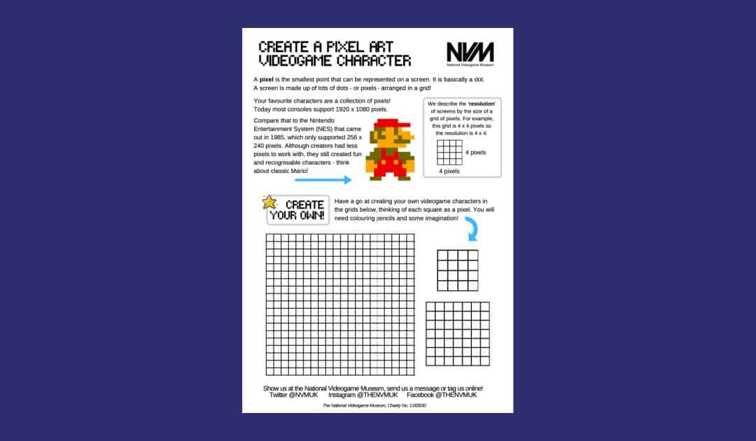 National Videogame Museum’s Create Your Own Pixel Art Character Design Worksheet
