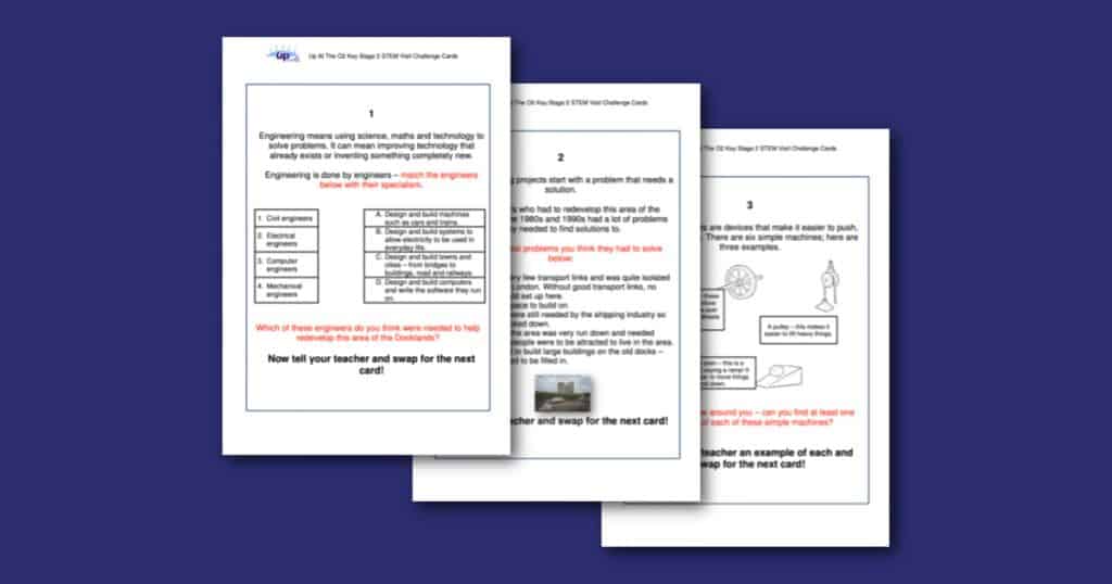 Up at The O2s KS2 STEM Challenge Cards Social Image